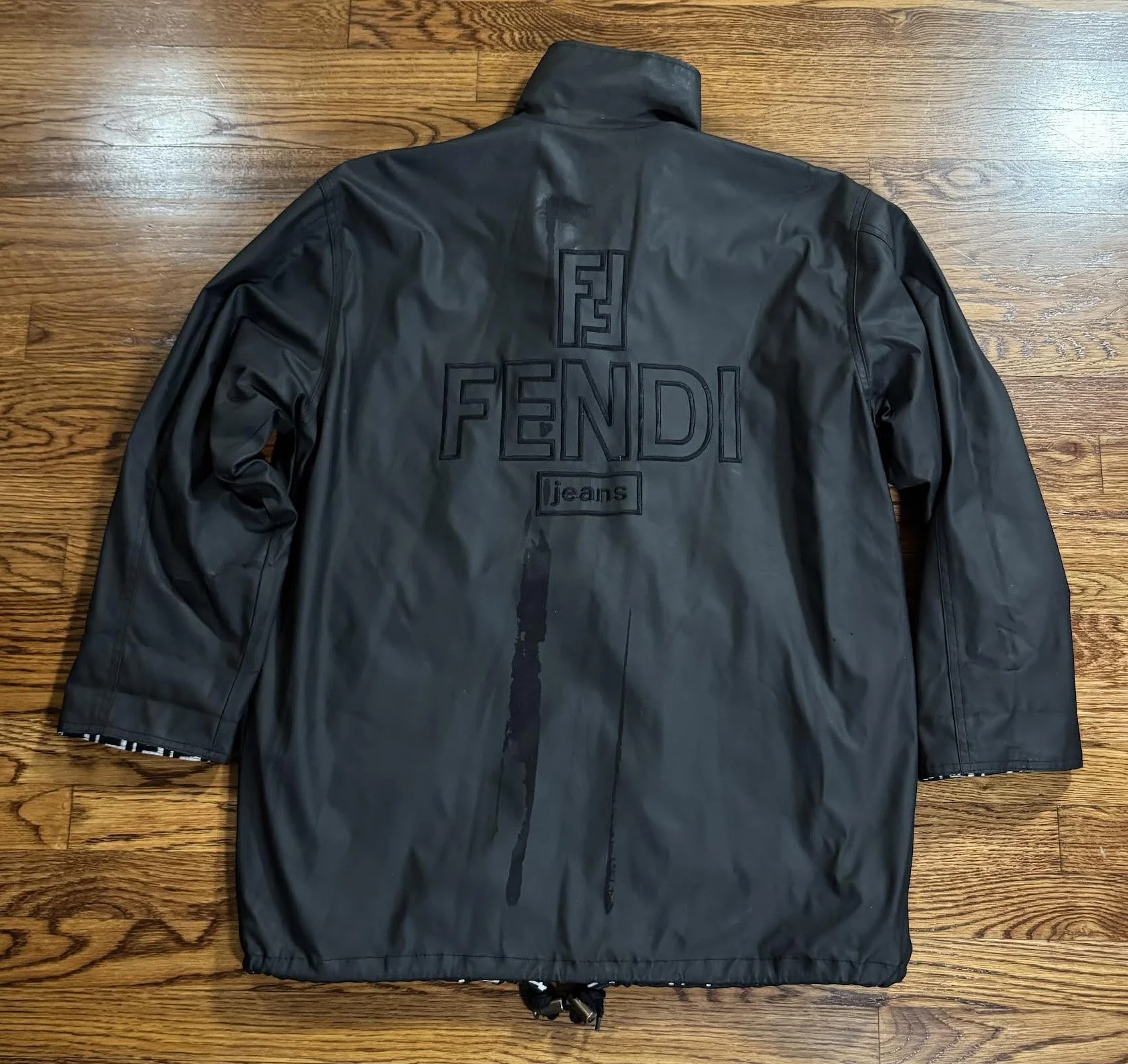 22ss「FENDI」FF Monogram✖Black Reversible back+of+Fendi+jacket+black+
